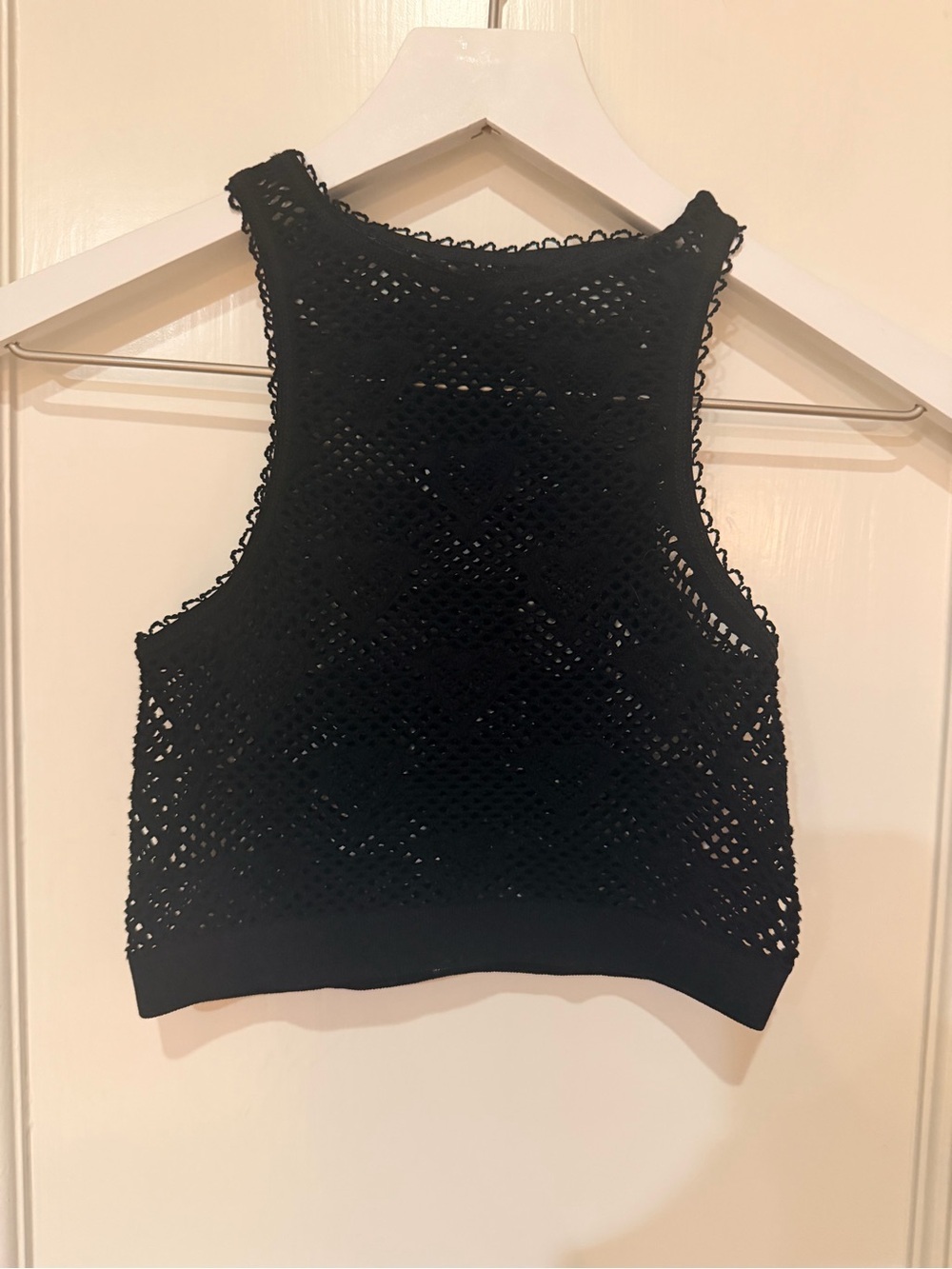 Out From Under Black Mesh Stretch Tank Top with Heart Detail - Women XS/S - Picture 2 of 4